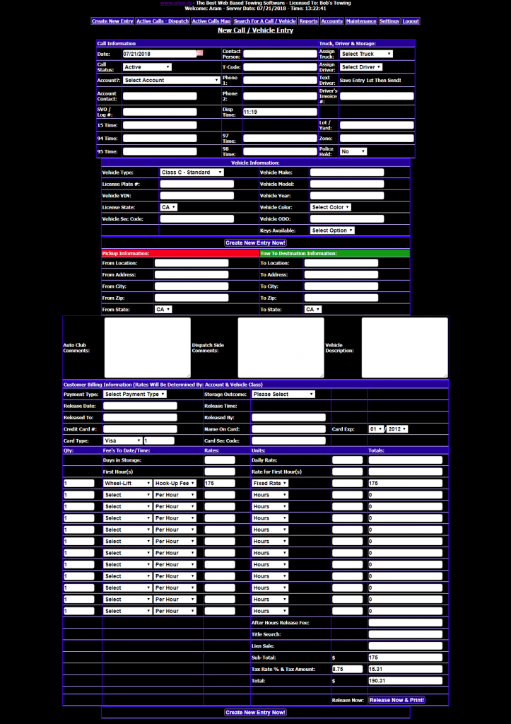 Web Based Dispatching Software For Towing Industry – Allen Productions